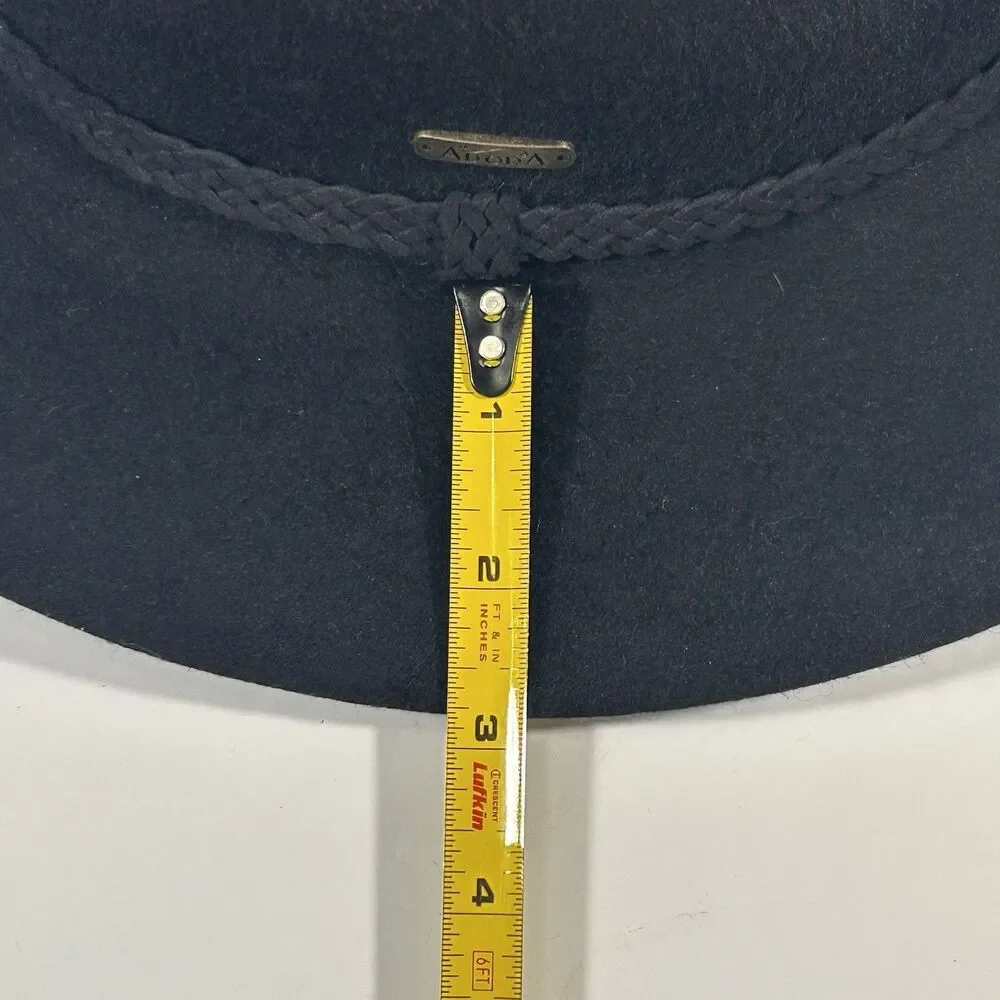 Adora Western Style Wool‎ Hat Black Braided Leather Accent One Size USA Made